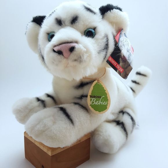 White Tiger Stuffed Aurora Babies 11" Plush Teo Panthera tigris New With Tags - Picture 2 of 11